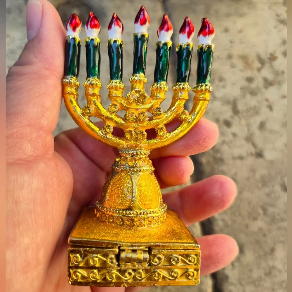 Gold and‎ Red Decorative Menorah Accent
